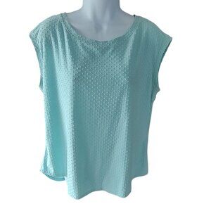 Elle Sleeveless Round Neck Mint Green Textured Top Size L
